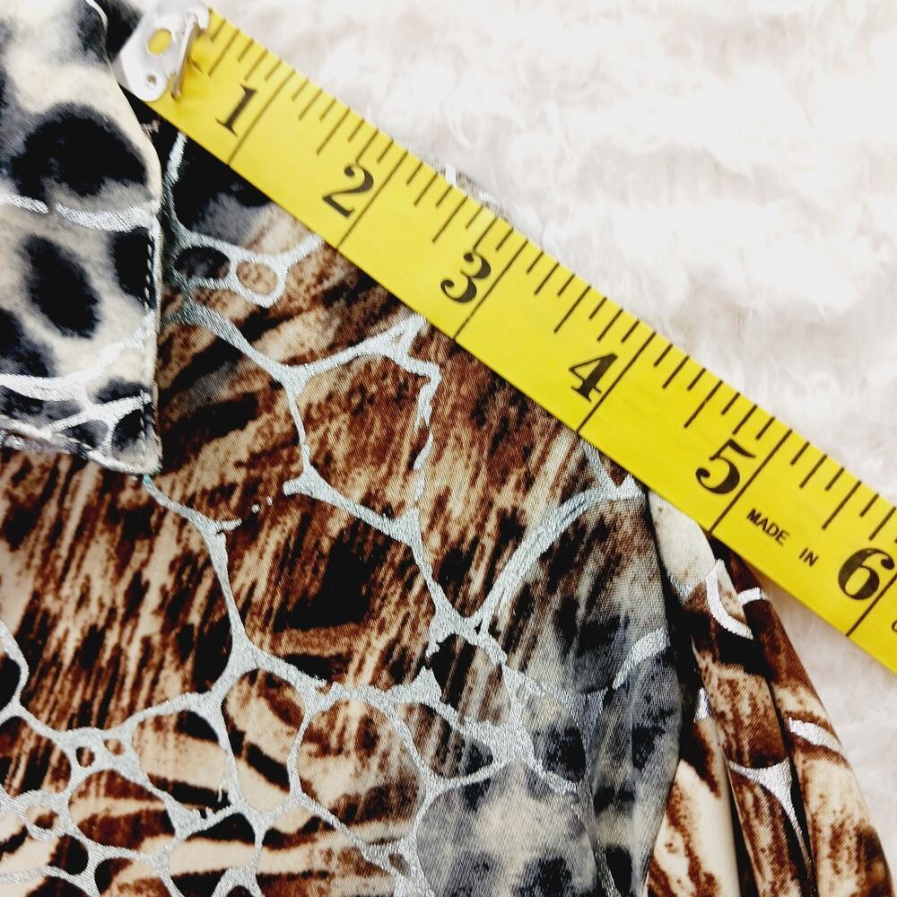 Blouse Leopard Tiger Zebra Glam Mob Wife Y2K Office Siren Heritage Tab Size XL - Picture 11 of 12